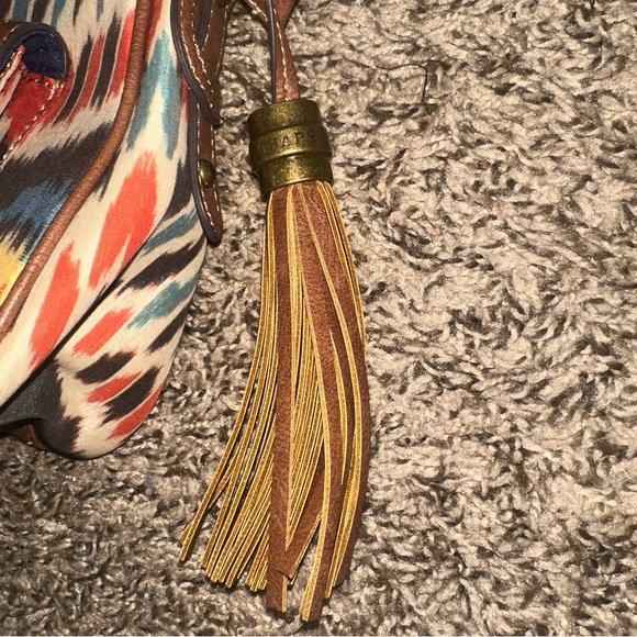 Chaps Brown and Red Shoulder Bag with Leather Accents - Picture 3 of 11